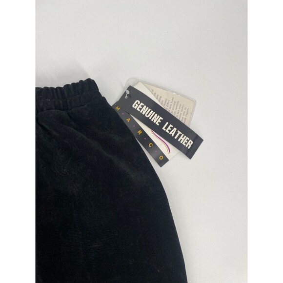 VTG Suede Leather Black Skirt Goth Grunge Western Boho Indie Sleaze Minimalist - Picture 2 of 12